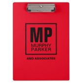 カスタム赤黒四角ビジネスモノグラムロゴ クリップボード (正面)