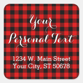 カスタム赤黒国チェック格子模様 スクエアシール