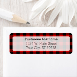 カスタム赤黒国チェック格子模様 ラベル