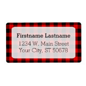 カスタム赤黒国チェック格子模様 ラベル (正面)