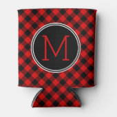 カスタム赤黒水牛チェック格子柄 缶クーラー (正面)