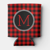 カスタム赤黒水牛チェック格子柄 缶クーラー (正面)