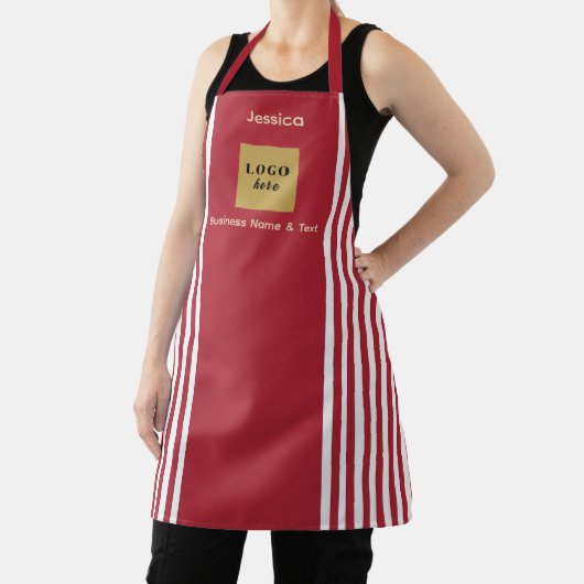 カスタム赤・白ストライプ エプロン (インサイチュ)