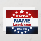 カスタム赤、白、青の選挙テンプレート ポストカード (正面/裏面)