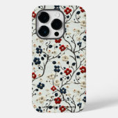 カスタム赤、青、白の刺繍フローラ引用文 Case-Mate iPhoneケース (裏面)