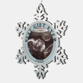 カスタム超音波ギフト最高のーエバークリスマスティール（緑がかった色） スノーフレークピューターオーナメント (右)