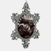 カスタム超音波写真ギフト最高のはクリスマス スノーフレークピューターオーナメント (左)