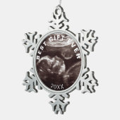 カスタム超音波写真ギフト最高のはクリスマス スノーフレークピューターオーナメント (右)