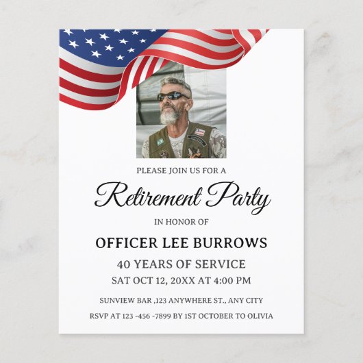 カスタム軍隊退職パーティの招待状 チラシ (正面)