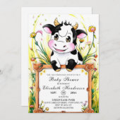カスタム農場牛の赤ちゃんシャワー 招待状 (正面/裏面)