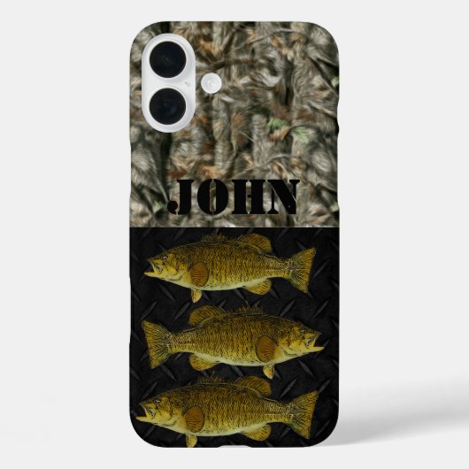 カスタム迷彩柄素朴Smallmouth Bass Name魚釣り Case-Mate iPhoneケース (裏面)