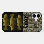 カスタム迷彩柄素朴Smallmouth Bass Name魚釣り iPhoneケース (裏面横)