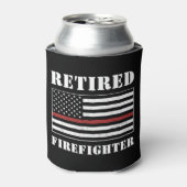 カスタム退職したファイヤー薄い赤い線ギフト 缶クーラー (缶正面)