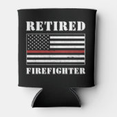 カスタム退職したファイヤー薄い赤い線ギフト 缶クーラー (正面)