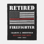 カスタム退職したファイヤー薄い赤線ギフト フリースブランケット (正面)