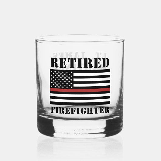 カスタム退職した消防用薄型レッドライン ウイスキーグラス (正面)