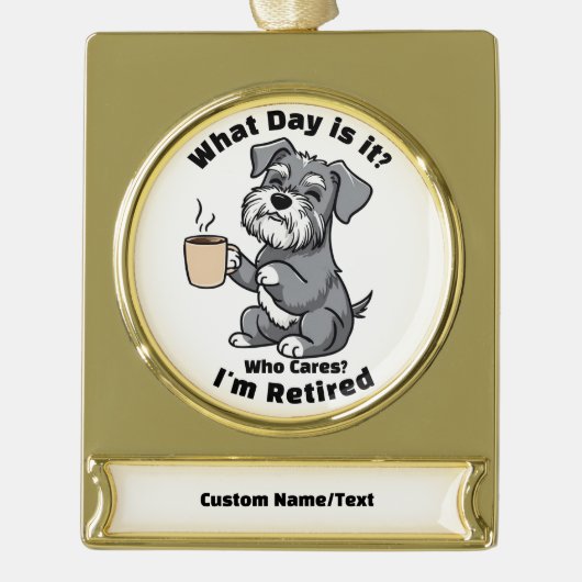 カスタム退職オーナメントおもしろい – 今日は ゴールドプレートバナーオーナメント (正面)