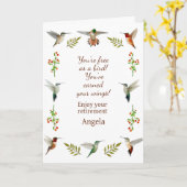 カスタム退職北米ハミングバード カード (黄色い花)