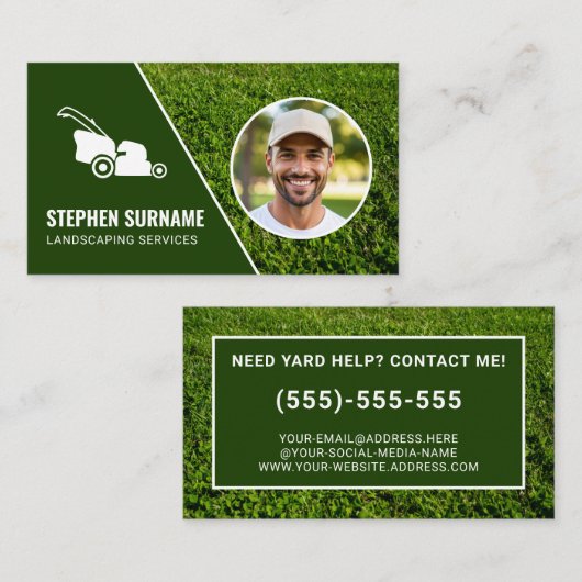カスタム造園サービス及び芝生気に 名刺 (正面/裏面)
