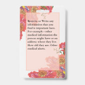 カスタム連絡Card Medical Alert Emergency バッジ (裏面)