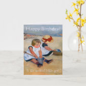 カスタム遊のビーチハッピーバースデー カード (黄色い花)