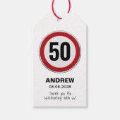 カスタム道路標識付き年齢の誕生日パーティー ギフトタグ (正面)