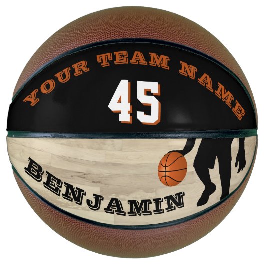 カスタム選手のチーム名番号ウッドフロア バスケットボール (正面)