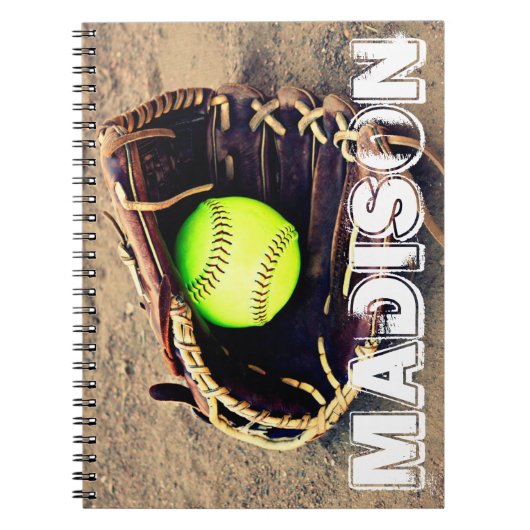 カスタム選手の名前Fastpitchソフトボール手帳 ノートブック (正面)