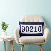 カスタム郵便番号ダークブルー&ホワイトクラシック ランバークッション (椅子)