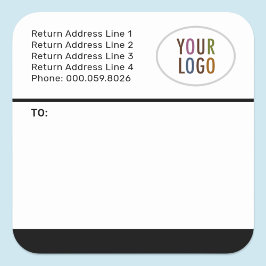 カスタム郵送ラベルのロゴ差出人住所 スクエアシール