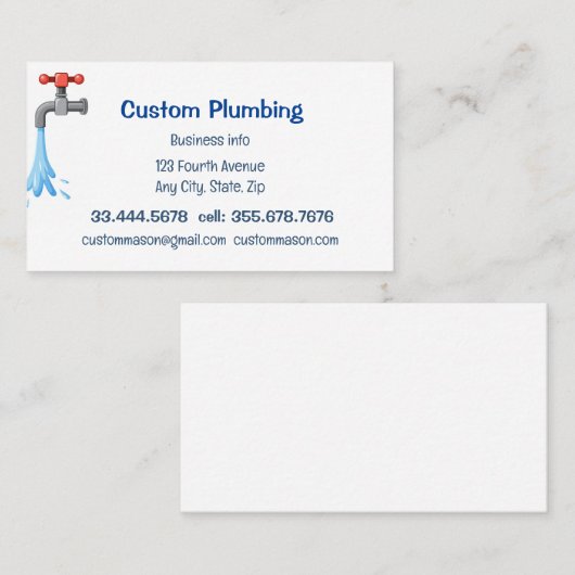カスタム配管工事請負業者 名刺 (正面/裏面)
