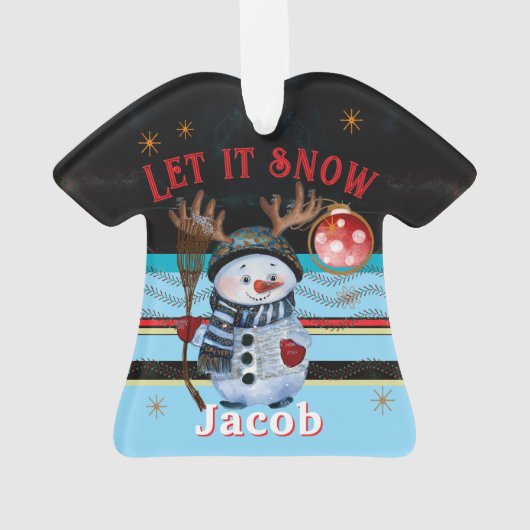 カスタム醜いスウェーター - 鹿の角の生えた雪だるまクリスマス オーナメント (裏面)