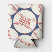 カスタム野球コーチパターンブルーレッドクーラーボックス 缶クーラー (正面)