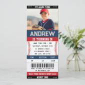 カスタム野球チケットスポーツ誕生日(写真あり) 招待状 (スタンド正面)