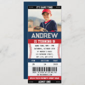 カスタム野球チケットスポーツ誕生日(写真あり) 招待状 (正面/裏面)