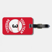 カスタム野球チーム名、選手ナンバー、カラー ラゲッジタグ (裏面横)