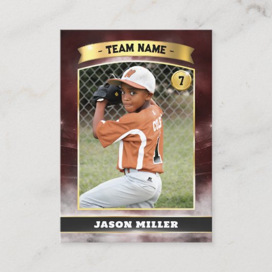 カスタム野球トレーディングカードレッド金ゴールドスタジアム コーリングカード (正面)