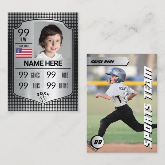 カスタム野球トレーディングカード野球シールドカード コーリングカード (正面/裏面)