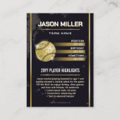 カスタム野球トレーディングカード、金ゴールドプレーヤカード コーリングカード (裏面)