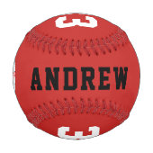 カスタム野球ボール – ネームチーム番号レッド 野球ボール (裏面)