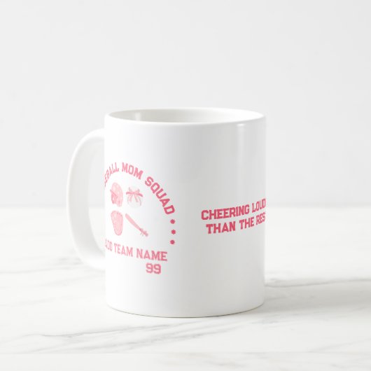 カスタム野球ママムスクワッドマグ | 完璧な贈り物 コーヒーマグカップ (正面左)