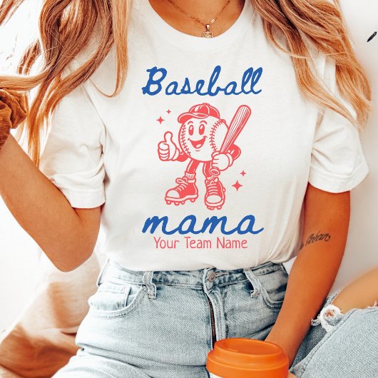 カスタム野球ママ & レトロ野球キャラクター Tシャツ