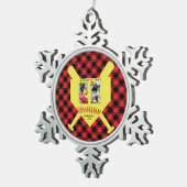 カスタム野球名、フォトコラージュ スノーフレークピューターオーナメント (右)