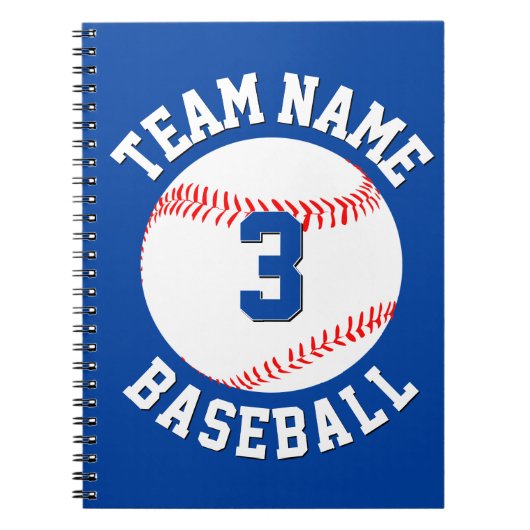 カスタム野球選手の背番号とチーム名スポーツ ノートブック (正面)