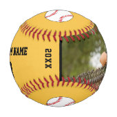 カスタム野球黄色名番号写真キッズ 野球ボール (正面)