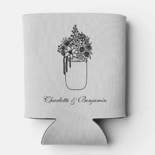 カスタム野素朴花結婚の 缶クーラー (裏面)