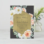 カスタム金ゴールドとバラピーチ結婚ズ 招待状 (スタンド正面)