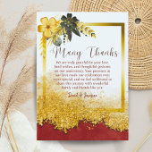 カスタム金ゴールドとブルゴーニュ結婚・フォラルの記念日 サンキューカード