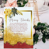 カスタム金ゴールドとブルゴーニュ結婚・フォラルの記念日 サンキューカード