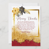 カスタム金ゴールドとブルゴーニュ結婚・フォラルの記念日 サンキューカード (正面)